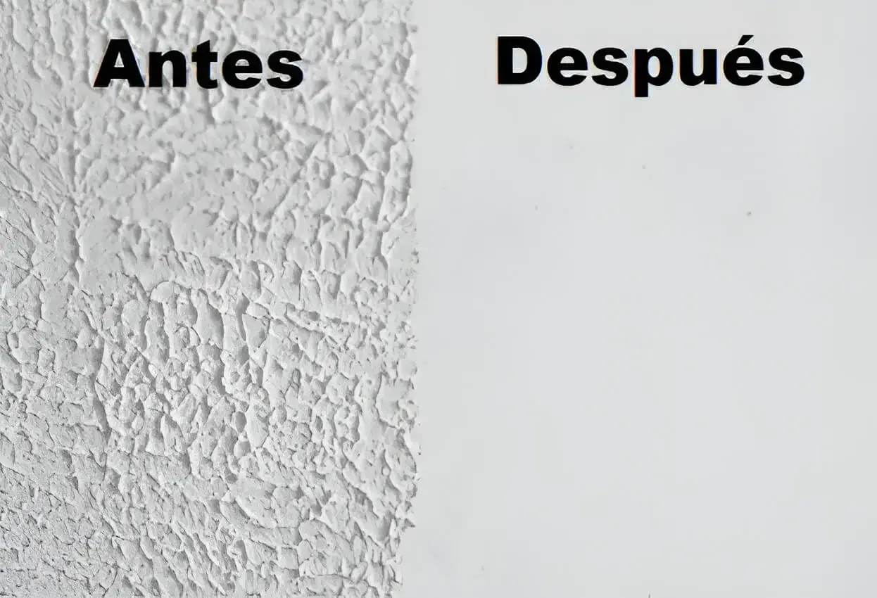 Antes y después de quitar gotelé en pared, trabajo de Los Pintores Toledo